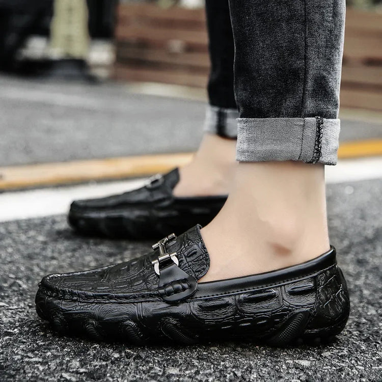 Scarpe Casual da uomo in vera pelle stile coccodrillo mocassini per scarpe comodi da uomo scarpe da uomo Casual Slip on semplici scarpe da guida