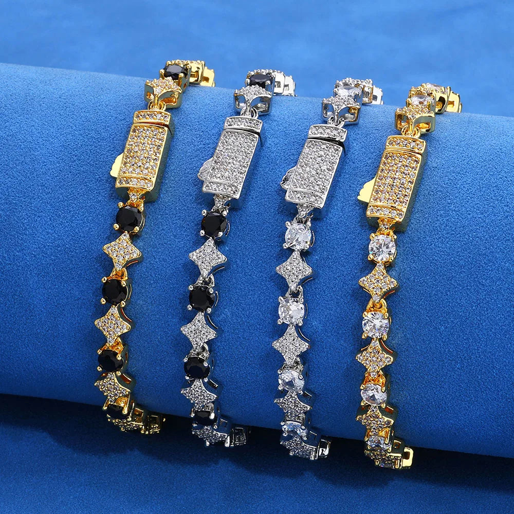 Nuovo design originale 6mm Sun Moon Star catena da tennis con montatura a punta ghiacciata gioielli da uomo regalo collana da tennis per feste