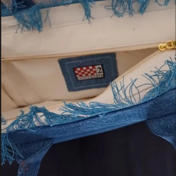 trendy brand denim embroidered shoulder bag, high-end elegant crossbody bag, luxurious handbag, new fashionable women's han PlatiNum