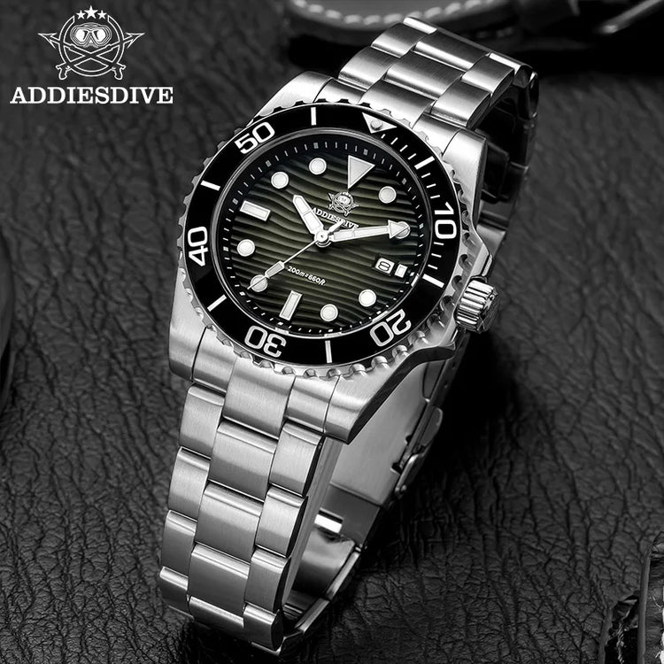 ADDIESDIVE Luxury Men's Quartz Watch Japan 2115 Stainless Steel Diving Luminous Watches 200m Waterproof High-End Wristwatch New