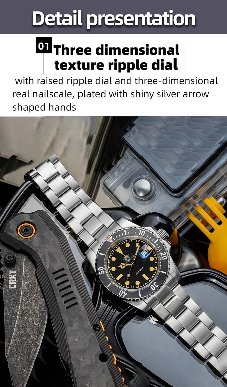 ADDIESDIVE 41mm Men's Quartz Watch Mineral Glass 200m Water Resistance Luminous Hands/Markers Japanese Movement Business Style