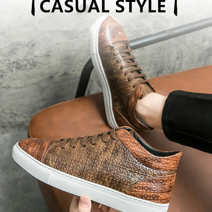 High-Quality Men Skateboard Shoes 2025 Fashion Large Size 46 Men's Leather Casual Shoes High Top Print Designer Luxury Shoes Man