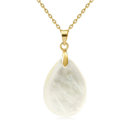 New Fashion Natural Stone Crystal Pendant Teardrop Simple Pendant Necklace Earrings Making Jewelry With Chain collar PlatiNum