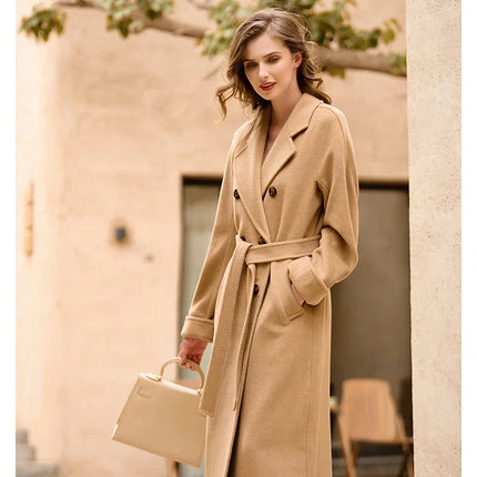 DUTRIEUX Women's Coat Double-sided 10% Cashmere 90% Wool Women's Long Coat Jacket, 2025 Winter New Long Cashmere Coat Women
