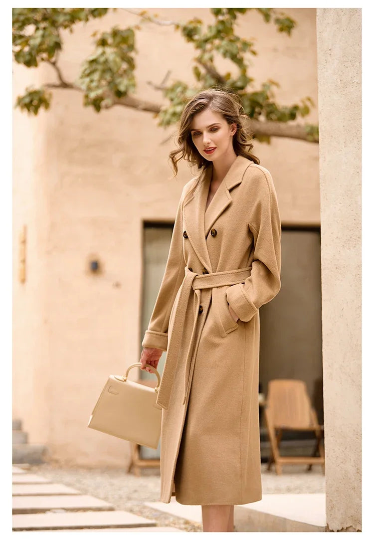 DUTRIEUX Women's Coat Double-sided 10% Cashmere 90% Wool Women's Long Coat Jacket, 2025 Winter New Long Cashmere Coat Women