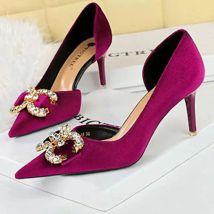 Tacchi alti di lusso Donna 7 cm Tacchi a spillo da 10,5 cm Décolleté da donna con strass in metallo Scarpe da sposa moda Scarpe da ballo sexy da donna 2026 platinumshop
