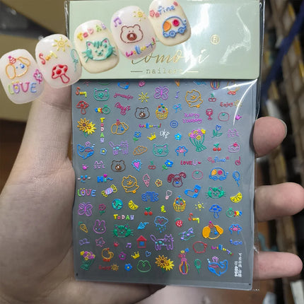 1Pcs 5D Graffiti Kitten Puppy Nail Art Sticker Lovely Lines Animal Cat Embossed Nail Slider Self-Adhesive Cat/Dog Manicure Decal