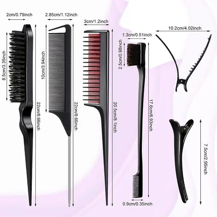 3-10pcs Hair Styling Comb Set Teasing Hair Brush Triple Teasing Comb Rat Tail Combs Edge Brush Hair Tail Tools Braid Tool Loop 2028