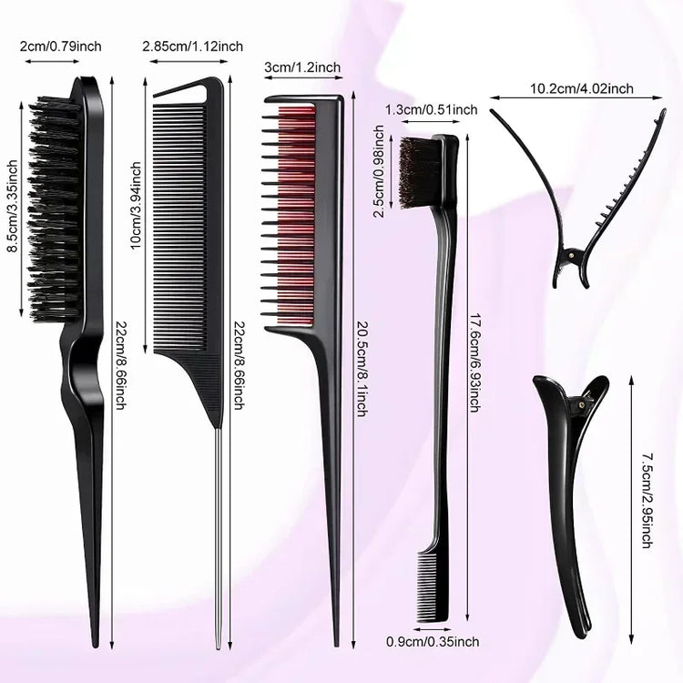 3-10pcs Hair Styling Comb Set Teasing Hair Brush Triple Teasing Comb Rat Tail Combs Edge Brush Hair Tail Tools Braid Tool Loop 2028