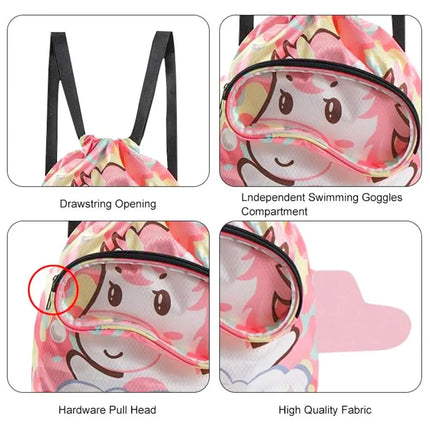 Borsa da spiaggia con coulisse per bambini con separazione asciutta e bagnata, impermeabile, regolabile, per sport, nuoto, viaggi, fitness, spiaggia, borsa da nuoto per bambini