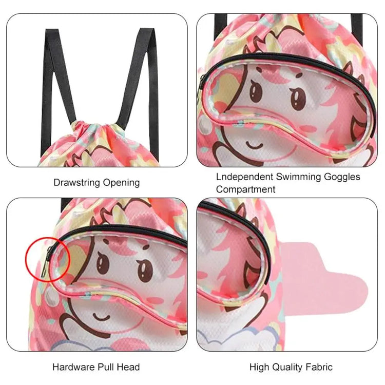Borsa da spiaggia con coulisse per bambini con separazione asciutta e bagnata, impermeabile, regolabile, per sport, nuoto, viaggi, fitness, spiaggia, borsa da nuoto per bambini