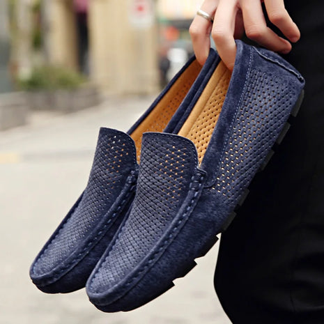 Mocassini da Uomo in Pelle Scamosciata Traspiranti Estivi, Scarpe da Guida di Lusso, Nuove Calzature Casual da Uomo