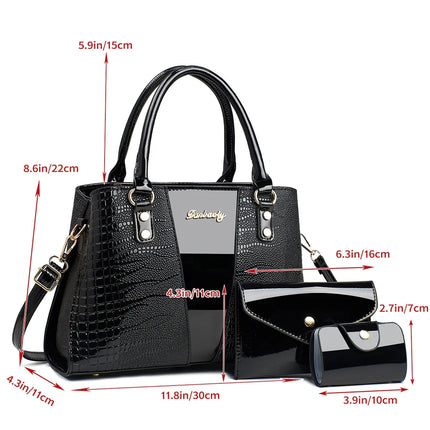 Large Capacity Crocodile Pattern Mother-Daughter Handbag Set Women's Shoulder Bag Fashionable PU Material Autumn Winter Bag PlatiNum