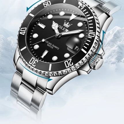 OLEVS Orologi da uomo Trend Luxury Cinturino in acciaio pregiato Grande data Orologio da polso al quarzo di marca originale per uomo Impermeabile luminoso 5885 Nuovo platinumshop