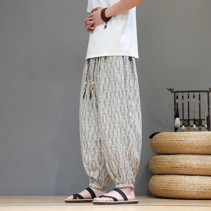 Pantaloni a Gamba Larga Stile Cinese in Corduroy, Pantaloni Lantern da Uomo, Comodi e Traspiranti per Autunno e Inverno, Jogger Casual