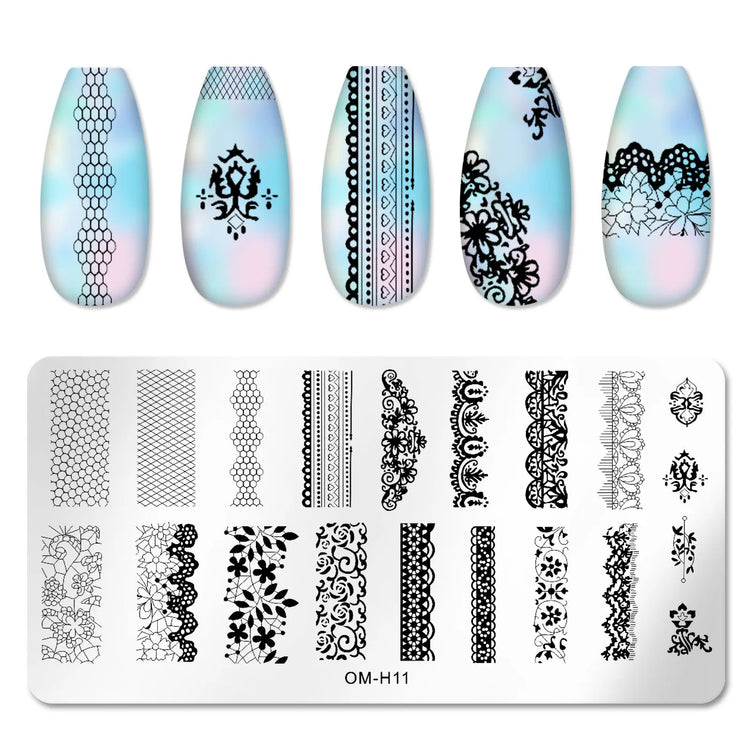 Nail Art Templates Stamping Plate Design Flower Leaf Butterfly Christmas Lace Stamp Templates Plates Image Manicure Accessories