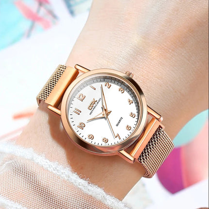 OPK 8115 Orologio da donna Orologio da polso al quarzo originale alla moda semplice Cinturino in maglia di acciaio inossidabile Orologio impermeabile per donna Reloj platinumshop