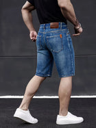 Wthinlee Nuovi Jeans da Uomo Business Casual Elasticizzati Moda Classica Blu Nero Pantaloncini Estivi in Denim da Uomo Lunghezza al Ginocchio