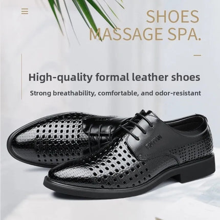 Sandali da uomo in pelle Pelle bovina traspirante Scava fuori Design Scarpe slip-on casual estive Comoda suola in gomma antiscivolo