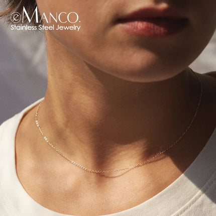 eManco Fine Chain Necklace Stainless Steel Gold Color Pendants Short Long Statement Women  Colar Gift Stainless Steel Jewelry PlatiNum