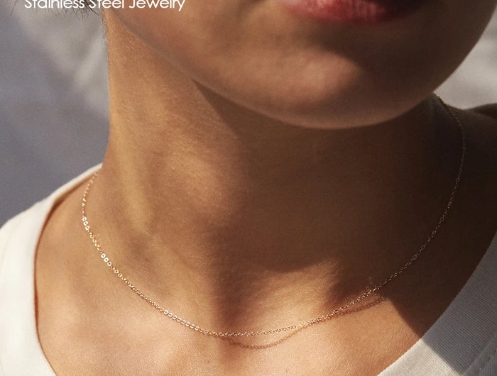 eManco Fine Chain Necklace Stainless Steel Gold Color Pendants Short Long Statement Women  Colar Gift Stainless Steel Jewelry PlatiNum