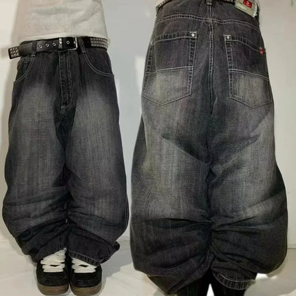 Jeans Larghi da Donna Y2K Gothic Hip Hop Joker con Stampa Retrò e Ricami a Lettere, Nuova Moda Americana 2026