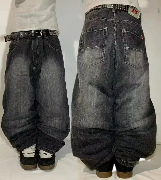 Jeans Larghi da Donna Y2K Gothic Hip Hop Joker con Stampa Retrò e Ricami a Lettere, Nuova Moda Americana 2026