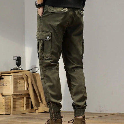 2023 New Multi-Pockets Spring Summer Cargo Pants Men Streetwear Zipper Leg Skinny Work Joggers Cotton Casual Tactical Trousers