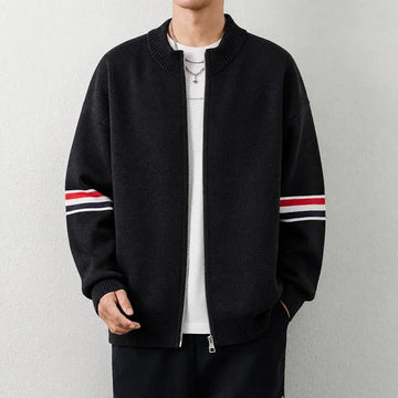 High End Men's Knit Cardigan Fashion Classic Striped Round Neck Design Luxury Brand Autumn Winter New Zipper Casual Sweater Coat