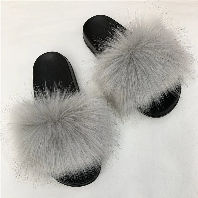 Pantofole soffici da donna Pantofole morbide da donna estive in pelliccia sintetica Sandali eleganti con punta aperta Scarpe da spiaggia comode pelose per interni ed esterni