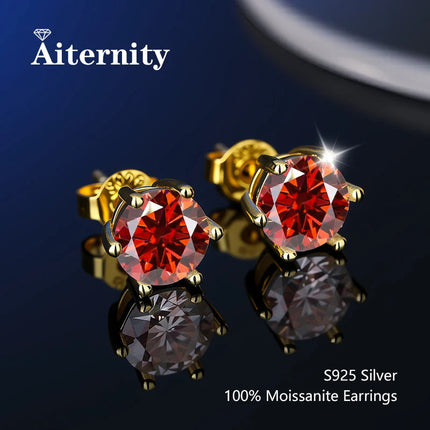 100% Real Sterling Silver S925 Moissanite Earrings Stud  With 2 Certificate D VVS1 Pass Diamond Test Pen For Women Men Jewelry PlatiNum