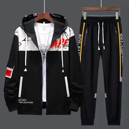 2027 New Style Men Cardigan and Pants Casual 2 Piece Set Sportswear Spring and Autumn Men's Clothing Printed Tracksuits Hoodies