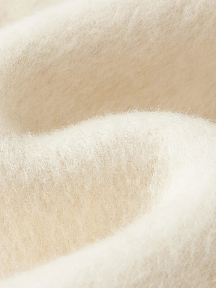 DUSHU Short Wool Coat  Fox Fur Collar and Camel Hair Women Warm Single Breasted Elegant Temperament Winter Batwing Sleeve