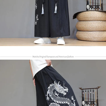 Pantaloni Larghi da Uomo Streetwear con Stampa Drago, Pantaloni Harem Casual, Pantaloni da Jogging Vintage, Nuovi Pantaloni Primaverili ed Estivi