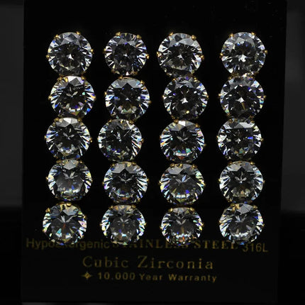 LUXUSTEEL 10 paia/set 3-10mm Orecchini in cristallo bianco trasparente per donna uomo Acciaio inossidabile Zircone CZ Piercing all'orecchio all'ingrosso platinumshop