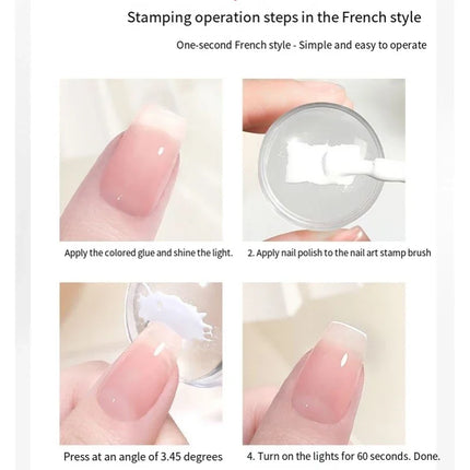 Transparent Nail Stamper with Scraper 2-Piece Set, Silicone Head Stamper for French Nail Printing, Nail Art Stamping Template, Nail Care Products
