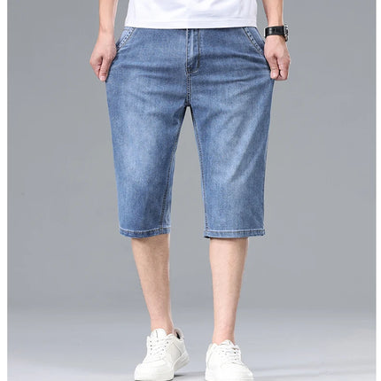 Nuovi Pantaloncini in Denim Sottili da Uomo Estate 2026, Morbidi e Confortevoli, Effetto Seta Ghiaccio, Vestibilità Ampia, Blu Chiaro e Blu Scuro, Taglie Grandi
