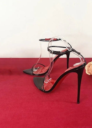 Ultra Slim One Strap High Heels Lace Up Sexy Wristband Plus Size Stiletto Euro American Sandals Women PlatiNum