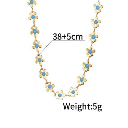 Sifisrri Set di gioielli con bracciale a catena con fiore blu olio vintage per donna, ragazza, regalo di San Valentino alla moda in acciaio inossidabile platinumshop