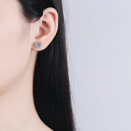 KNOBSPIN 1ct D Color Moissanite Earring For Women Wedding Fine Jewely with GRA 925 Sterling Sliver Plated 18k White Gold Earring PlatiNum