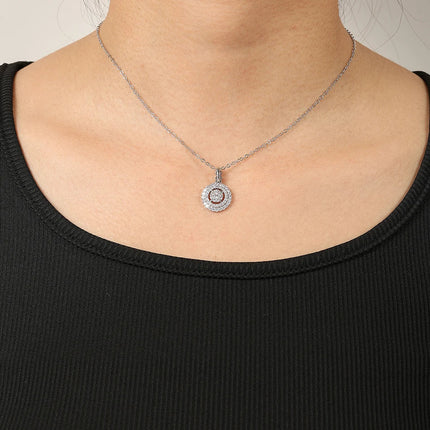 ZAKOL Simple Geometric Crystal White Zircon Pendant Necklace For Women Silver-Color Wedding Party Jewelry Gift With Box PlatiNum