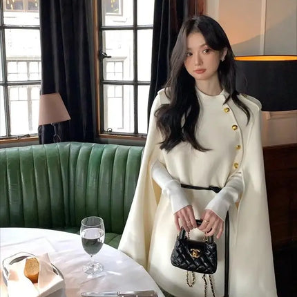 2026 New Style Women's Wool Coats Capes Autumn/Winter Princess Style Wool Cloak Woman