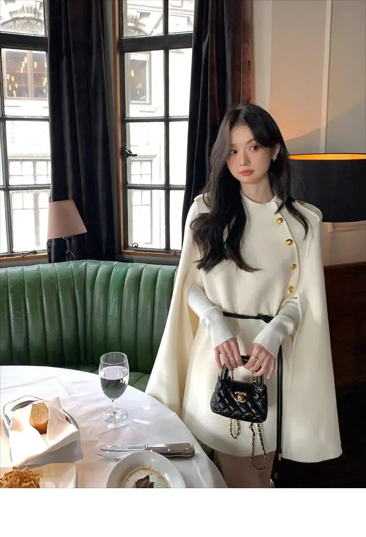 2026 New Style Women's Wool Coats Capes Autumn/Winter Princess Style Wool Cloak Woman