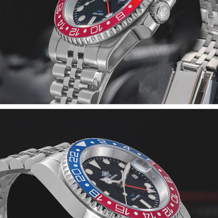 ADDIESDIVE AD2050 Luxury GMT Watch Stainless Steel Super Luminous 20Bar Water-Resistance Diving Men Quartz Watches Ceramic Bezel