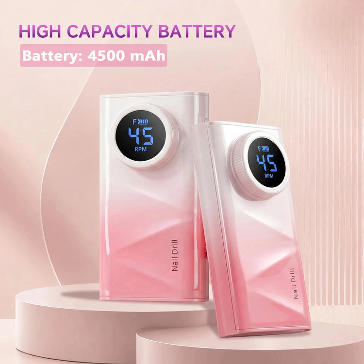 Electric Nail Drill Machine, 45000RPM Professional Nail File Cordless Rechargeable Nail Efile Battery 4500Mah For  Acrylic Gel Nails, Manicure Pedicure Polishing Shape Tools for Salon Home Use- Nail Drill For All Festvial Gif