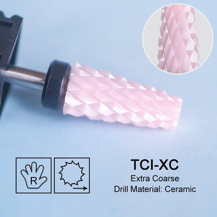 Pink Ceramic Carbide Nail Drill Bits Milling Cutter For Gel Polish Remover Electric Nail Machine Polishing Peeling File Home Salon Manicure Pedicure Accessories
