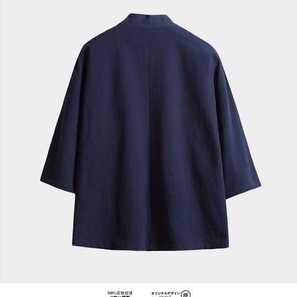 Camicia Estiva da Uomo Stile Cinese Kung Fu Tai Chi, Tinta Unita in Cotone, Comoda, Streetwear Retrò, Abbigliamento Tradizionale
