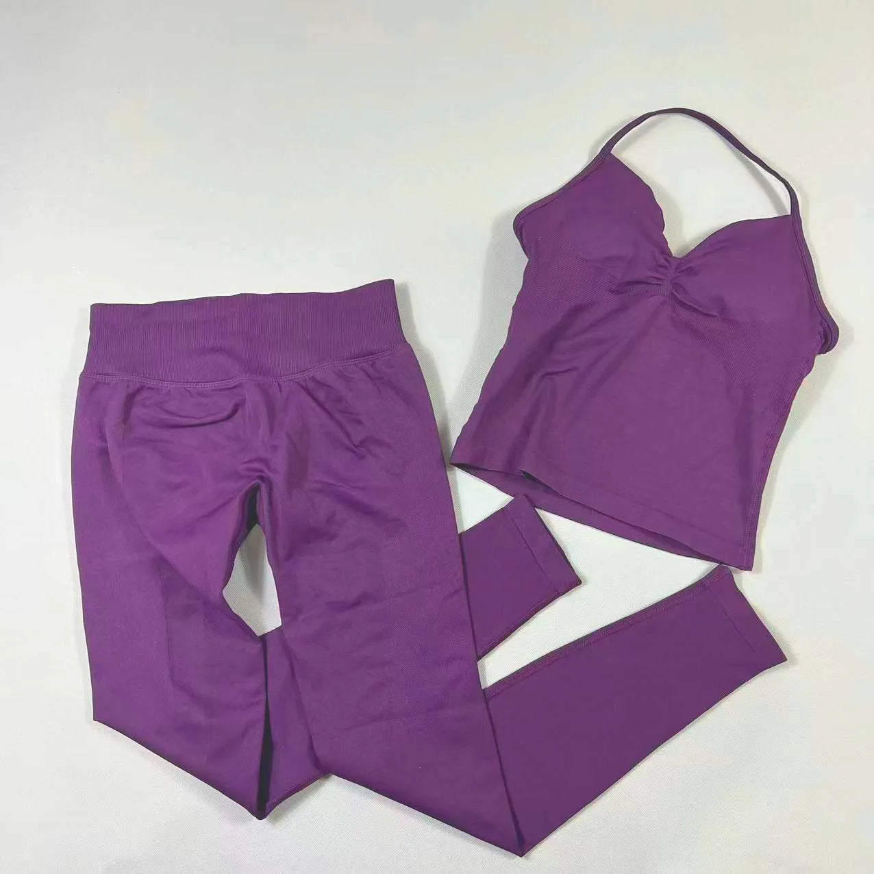 Yoga 2pcs Impact Gym Set Women Backless Tank Tops High Waist Scrunch Seamless Shorts Fitness Clothes Activewear Workout Sets