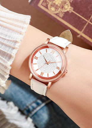 Orologio da donna alla moda con quadrante arabo, cinturino in pelle casual, orologi analogici al quarzo platinumshop