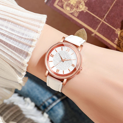 Orologio da donna alla moda con quadrante arabo, cinturino in pelle casual, orologi analogici al quarzo platinumshop